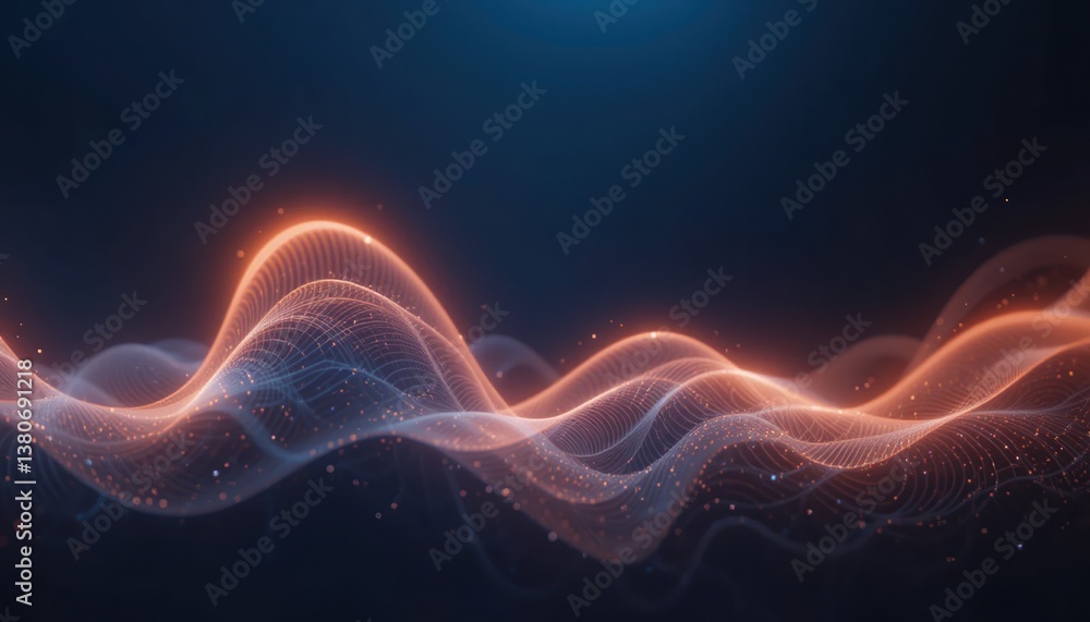 Poster dynamic wave patterns visualization digital art abstract environment high-tech conceptual representa