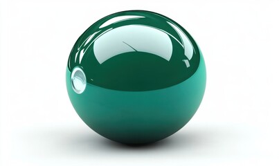 Shiny green sphere with hole on white background, ideal for abstract designs