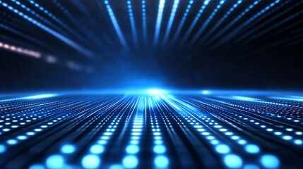 Abstract digital landscape with glowing blue dots creating a sense of depth and movement