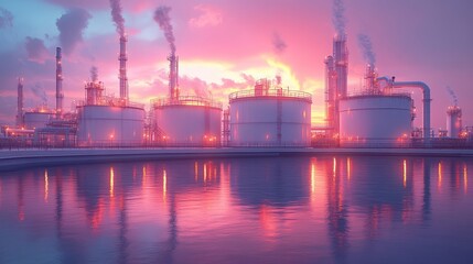 Obraz premium Sunrise industrial harbor