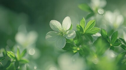 Serene Springtime Bloom: Delicate White Flowers in Lush Greenery