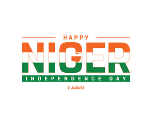 Niger Independence Day on a white background, Vector design of Independence Day of Niger, Typographic Design of Niger National Day, Flag typography of Niger