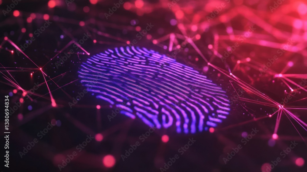 Poster digital fingerprint network security abstract