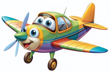 Whimsical Airplane Coloring Page: Funny Light Aircraft with Big Eyes