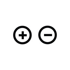 Green plus and Red minus symbols, Positive an negative solid thin line vector signs. Mathematical symbols, add, subtract, right and wrong, pros and cons. Vector Illustration.