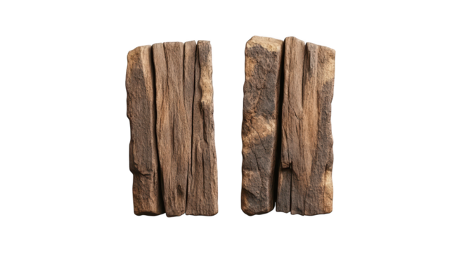 Contrasting textures, two wood pieces on a dark backdrop – study in shapes and shadows