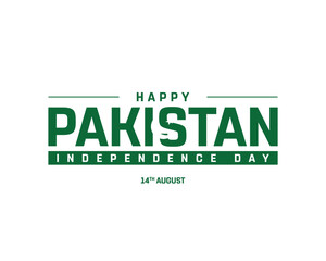 Happy Pakistan Independence Day on a white background, Vector design of Independence Day of Pakistan, Typographic Design of Pakistan National Day, Flag typography of Pakistan