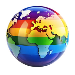 Rainbow-Colored Globe Symbol of Global Unity and LGBTQ+ Pride