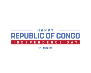 Happy Republic of Congo Independence Day on a white background, Vector design of Independence Day of Republic of Congo, Typographic Design of Republic of Congo National Day, Flag typography of Congo