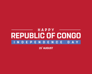 Happy Republic of Congo Independence Day on a red background, Vector design of Independence Day of Republic of Congo, Typographic Design of Republic of Congo National Day, Flag typography of Congo
