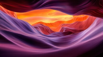 Canyon sunset, swirling rock formations, vibrant hues, desert landscape, travel poster