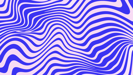 Blue Wavy Lines Abstract Background in Trendy Retro Psychedelic Style. Twisted, Swirled, and Distorted Vector Texture Pattern
