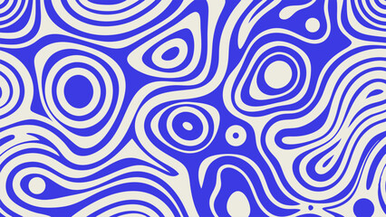 Blue Wavy Lines Abstract Background in Trendy Retro Psychedelic Style. Twisted, Swirled, and Distorted Vector Texture Pattern