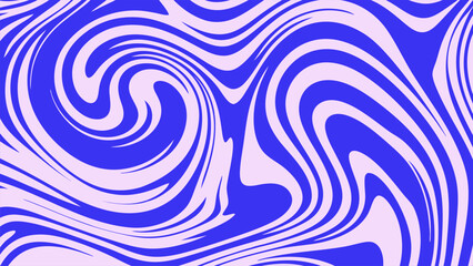 Blue Wavy Lines Abstract Background in Trendy Retro Psychedelic Style. Twisted, Swirled, and Distorted Vector Texture Pattern