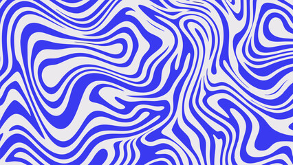 Naklejka premium Blue Wavy Lines Abstract Background in Trendy Retro Psychedelic Style. Twisted, Swirled, and Distorted Vector Texture Pattern