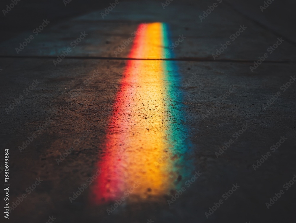 Poster colorful rainbow reflection on dark surface with soft texture