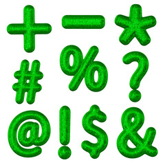 3D Green Sequin Symbols