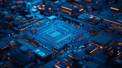 Fototapeta premium Vector circuit board. Blue variant