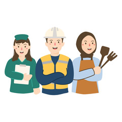 Various Occupations People For Labor Day illustration