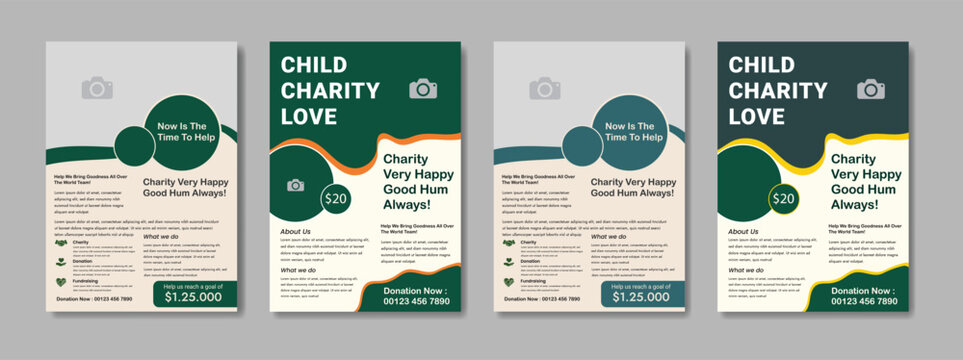 Fundraising Charity Flyer Donation Banner Charity Flyer Template Editable design for nonprofit events donations Golf tournament flyer template with sports event poster and annual brochure cover design