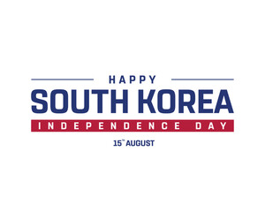 Happy South Korea Independence Day on a white background, Vector design of Independence Day of South Korea, Typographic Design of South Korea National Day, Flag typography of South Korea