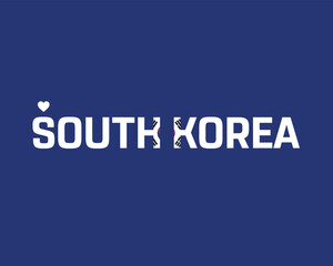I love South Korea, I love South Korea typographic design with flag typography and heart on dark background, Vector design of I love South Korea, South Korea National Day Design