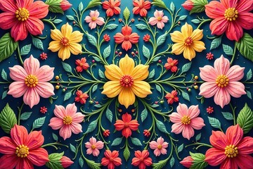 Intricate floral wallpaper with symmetrical floral design , classic, beauty