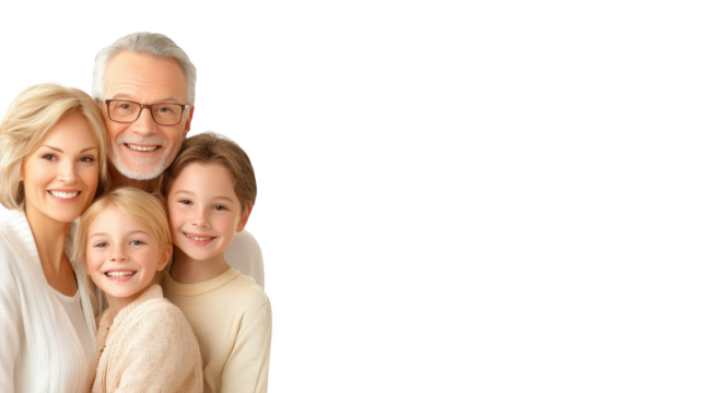 Smiling family portrait, capturing a timeless moment of togetherness and love