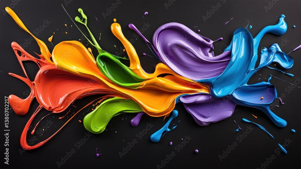 Aufkleber a vibrant splash of colorful paint creates a dynamic and artistic visual effect on a dark background