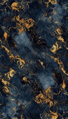 Abstract marble texture featuring deep blue and gold swirls, creating a luxurious and dynamic background suitable for various design applications and creative projects