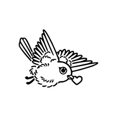 flying bird with heart drawing