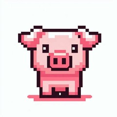 Pixelated Pink Pig Illustration Suitable for Professional Presentation