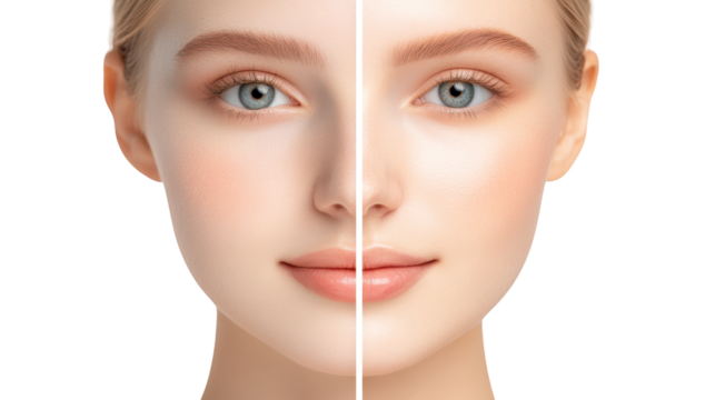 Dramatic before & after makeup makeover, witness a stunning transformation and the power of cosmetics - Powered by Adobe