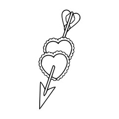 cupid's arrow hearts drawing