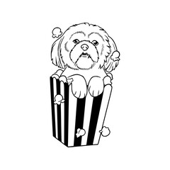 cute dog in snack container vector