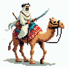 Pixel Art Nomad on Camel  suitable for creative presentation