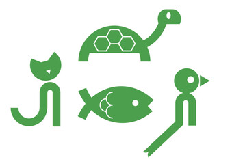 set of four pet icons design style, vector image