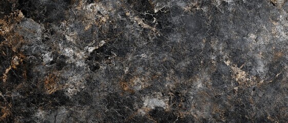 A stunning close-up of a textured black marble surface featuring intricate veining in gold and white, ideal for interior design or architectural applications