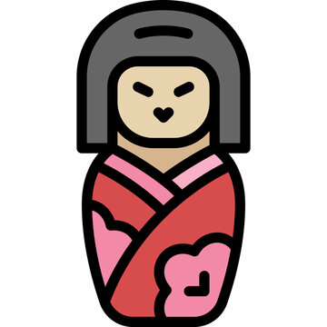 kokeshi filled outline icon