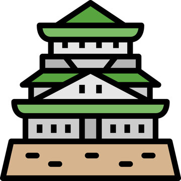 osaka castle filled outline icon