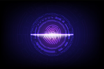 A hi-tech fingerprint scan symbolizes cyber security, blending futuristic design with advanced technology