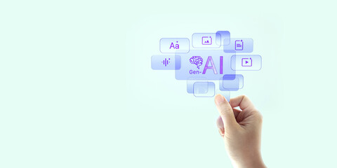 A hand showing technology, cyber security, digital transformation, large language model, LLM	
