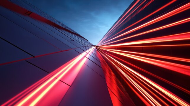 Ultra-detailed perspective of a scanning laser array illuminating a sleek architectural structure, precise light streaks forming geometric patterns, professional enhancing