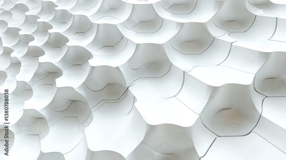 Poster abstract white 3d wave pattern: a digital art exploration of texture and form