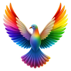 Obraz premium Colorful Parrot, rainbow color dove illustration on transparent background
