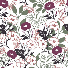 Spring Beauty Garden Morning Glory Flower Pattern. Perfect for adding a touch of elegance and mystery to any project. Ideal for textiles, home decor, or fashion accessories