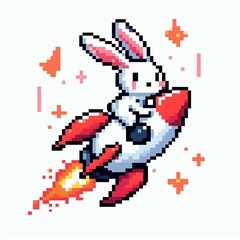 Fototapeta premium Pixel Rabbit Rocket Suitable for marketing material