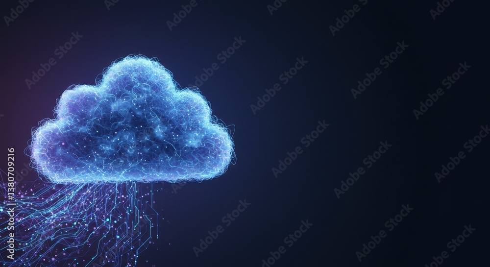Poster abstract cloud computing network digital data flow innovation technology concept