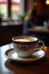 Dark Turkish coffee in traditional cup, restaurant setting , black coffee, caffeinated