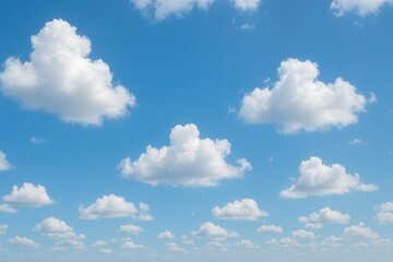 Bright Blue Sky With Fluffy White Clouds

